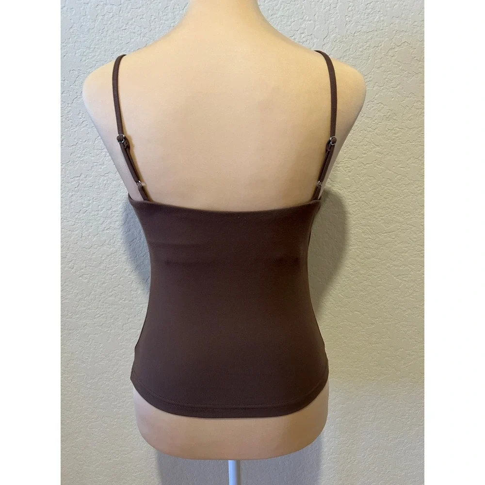OGL Camisole Brami Tank Top Size S Brown Gathered Built-in Bra w/ Removable Pads